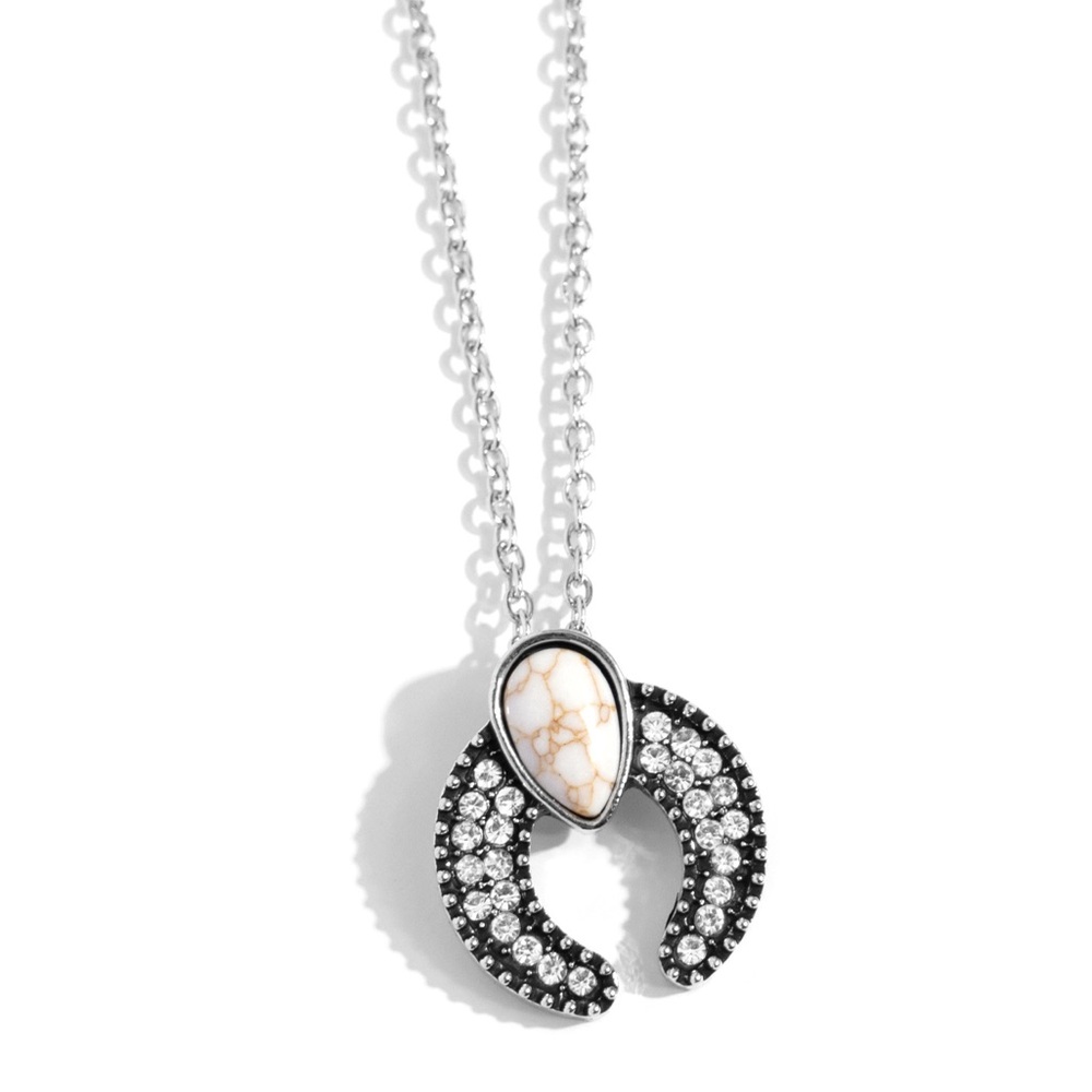 Elegant Silver and Black Horseshoe Pendant Necklace